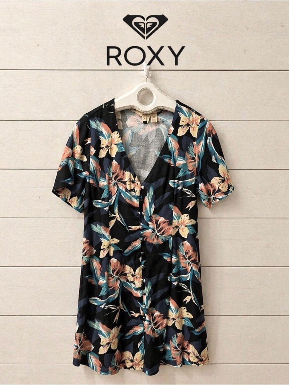 Floral Button-Front Mini Dress - Roxy XS